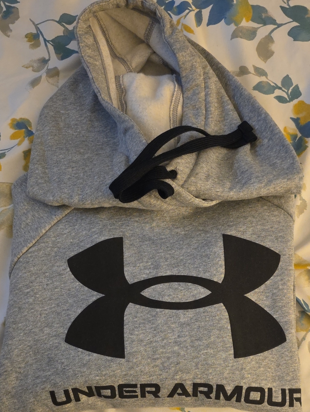 Under Armour Gray Hoodie with Black Logo and Drawstrings